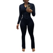 Two Piece Outfits For Women Workout Set Long Sleeve Tracksuit Zip Up Sweatsuits