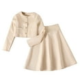 thumbnail image 1 of Two Piece Outfits,Girls Outfits Sets Casual Long Sleeve Coat and Pleated Skirt Comfortable Loose Fit Daily Wear Outdoor Play Party Dresses,Toddler Girl Outfits,White,8-9 Years, 1 of 9