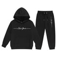 thumbnail image 1 of Two Piece Outfits,Girls Winter Warm Tracksuit Pullover Hoodie And Jogger Pants Cute Printed Casual Two Piece Outfit Set,Toddler Girl Outfits,Black,3-4 Years, 1 of 4