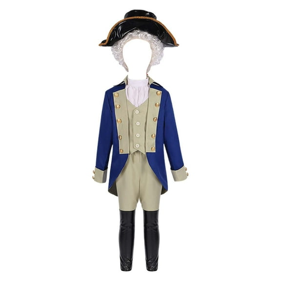 Two Piece Outfits,Set For Boys Historical Themed Stage Play And Holiday Celebration Outfit,Toddler Girl Outfits,Dark Blue,3-4 Years
