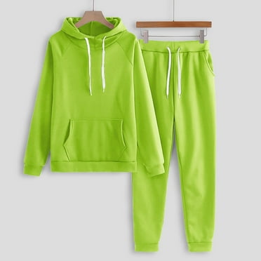 Two Piece Outfits Sets for Women Solid Color Hooded Sports Long Sleeve Sweatshirts And Pants Sets