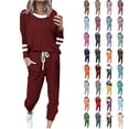 thumbnail image 1 of Two Piece Outfits Sweatsuit for Womens Long Sleeve Crewneck Pullover Tops Long Pants Jogger Tracksuit Sets, 1 of 6