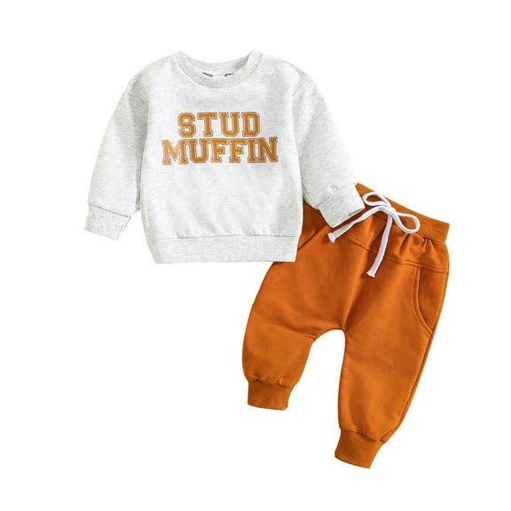 Two Piece Outfits,Toddler Boys Long Sleeve Letter Print Two Piece Outfit Set Comfortable Casual Playwear,Toddler Outfit,2-3 Years