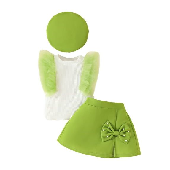 Two Piece Outfits,Toddler Girls Ribbed Tank Top with Bowknot Skirt and Hat Casual Outfit Set for Little Fashion,Toddler Outfit,12-18 Months