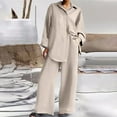 thumbnail image 1 of Two Piece Outfits For Women Casual Long Sleeve Button T Shirts Top And Long Pants Business Work Suits plus Size Rompers And Jumpsuits for Women Formal Women Jacket Dressy Outfits for Women Formal Pant, 1 of 4