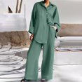 thumbnail image 1 of Two Piece Outfits For Women Casual Long Sleeve Button T Shirts Top And Long Pants Business Work Suits plus Size Rompers And Jumpsuits for Women Formal Women Jacket Dressy Outfits for Women Formal Pant, 1 of 4