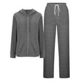 thumbnail image 1 of Two Piece Outfits for Women Sweatsuits New Loungewear Sets for Women Long Sleeve Hoodie Two Piece Outfits Drawstring Elastic Wide Leg Pants Sweatsuit Dark Gray XL, 1 of 7