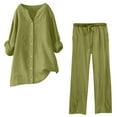 thumbnail image 1 of Two Piece Outfits for Women Sweatsuits New Plus Size Outfits Set for Women Casual Loose Long Sleeve Shirt and Drawstring Pants 2 Piece Matching Sets Green 5XL, 1 of 3