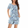 thumbnail image 1 of Two Piece Outfits for Women Dressy Floral Print Lounge Set Loose Fitting Sleepwear Short Pjs Set Pj Sets for Women, 1 of 5