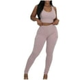 thumbnail image 1 of Two Piece Outfits for Women Workout Sets Ribbed Tank Tops Cargo Legging Running Gym Yoga Clothes Khaki, L, 1 of 7