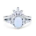thumbnail image 1 of Two Piece Oval Vintage Style Women Engagement Ring Lab Created White Opal 925 Sterling Silver, 1 of 5