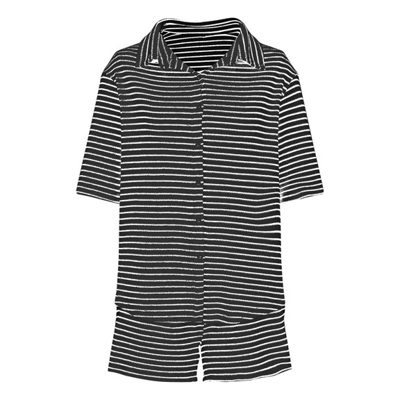 Two Piece Pajamas Sets for Women Casual Striped Button Down Shirt Shorts Lounge Sets Lapel Collar Sleepwear Soft Pjs