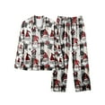 thumbnail image 1 of Two Piece Pajamas for Women Plus Size Christmas Long Sleeve Top Casual Print Long Pants Home Clothes Sleepwear Suit, 1 of 2