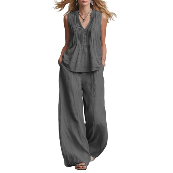 Two Piece Pant Set For Women Pocket Easy Vacation Daywear Summer Functional Daily Wear Everyday Flowy Modern Simple Travel Ready For Travel For Work