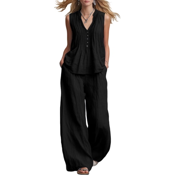 Two Piece Pant Set For Women Pocket Easy Vacation Daywear Summer Functional Daily Wear Everyday Flowy Modern Simple Travel Ready For Travel For Work