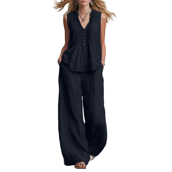 Two Piece Pant Set For Women Pocket Easy Vacation Daywear Summer Functional Daily Wear Everyday Flowy Modern Simple Travel Ready For Travel For Work