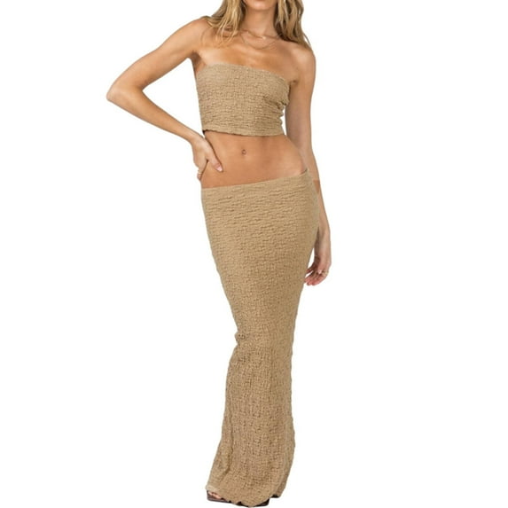 Two Piece Pants Set for Women Woman Summer Outfit Clothing Set Female V-Neck Sleeveless Tops Skirt Suit Casual Pant Style S_121 Women's Tracksuits Brown S