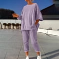 thumbnail image 1 of Two Piece Pants Set for Women Work New Casual Sets for Women Fall Travel Outfits Sweatsuit 2 Piece Set Crewneck Sweatshirt and Sweatpants Suit Purple XXL, 1 of 8