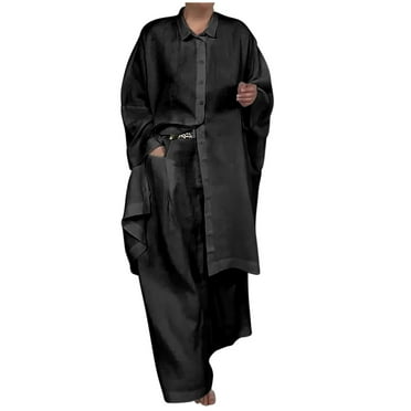 Two Piece Plus Size Sets for Women Fall Solid Color Casual Loose Solid Color Shirt Set Wide Leg Pants Two-piece Set Long Sleeved Round Neck Top/Shirt Set 50% off Clearance!