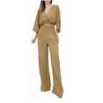 thumbnail image 1 of Two Piece Plus Size Sets for Women Fall Casual Long SLeeve Coat+ Short Sleeve Elastic Waist Pant 3pc Set, 1 of 6