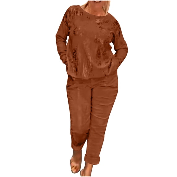 Two Piece Plus Size Sets for Women Fall Leisure Long Sleeved Pants Set Two Piece Set