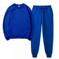 thumbnail image 1 of Two Piece Plus Size Sets for Women Fall Solid Color Round Neck Pullover Casual Sports Pants Sports Set, 1 of 5