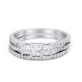 thumbnail image 1 of Two Piece Princess Cut CZ Wedding Bridal Set Ring 925 Sterling Silver Size 7, 1 of 6