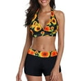 thumbnail image 1 of Two Piece Push Up Swimsuits for Women High Waisted Tummy Control Sporty Bikini Sets Sunflower M, 1 of 4