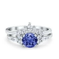 thumbnail image 1 of Two Piece Round Ring Tanzanite CZ 925 Sterling Silver Size 10, 1 of 7
