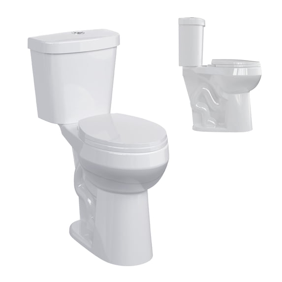 Two-Piece Round Toilet 21" Extra Tall Height, 12" Rough-In, Powerful 1.28 GPF Siphonic Flush, Quiet Soft Close Seat, Comfort Height Bathroom Toilet for Elderly, Adults & Mobility Support, White