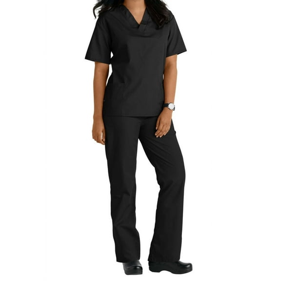 Two Piece Scrub Set (Black, Medium)