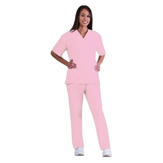 Two Piece Scrub Set (Pink, Large)