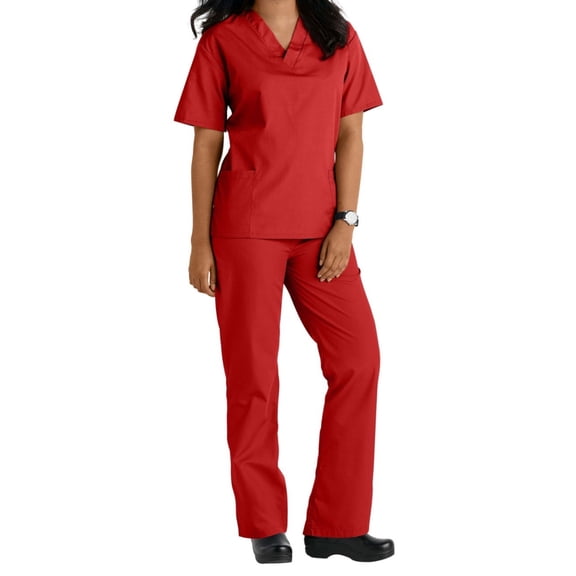 Two Piece Scrub Set (Red, Large)