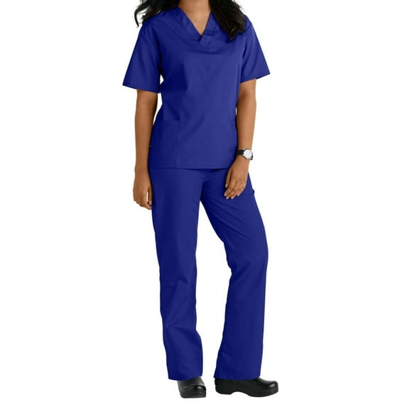 Two Piece Scrub Set (Royal Blue, XX-Large)