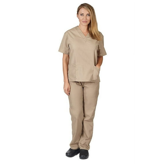 Two Piece Scrub Set (Taupe, XXX-Large)