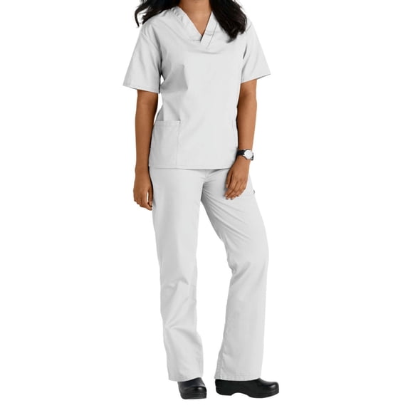 Two Piece Scrub Set (White, Large)