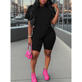 thumbnail image 1 of Two Piece Set For Women Summer Sweatsuits Short Workout Jogger Sets Matching Tracksuit Black 2XL, 1 of 6
