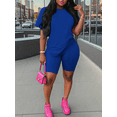 thumbnail image 1 of Two Piece Set For Women Summer Sweatsuits Short Workout Jogger Sets Matching Tracksuit Blue 2XL, 1 of 6