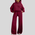 thumbnail image 1 of Two Piece Set for Women, Oversized Hoodie and Wide Leg Sweatpants Set, Solid Color Casual Matching Outfit, Women's Loungewear Set for Daily Wear, Lounge, and Casual Outfit Wine, 1 of 4