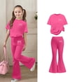 thumbnail image 1 of Two Piece Set for Girls Short Sleeve Bow T-Shirt Top and Flared Pants Set Summer Clothes 8-9 Years Clothes for Girls, 1 of 5