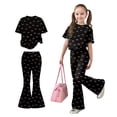 thumbnail image 1 of Two Piece Set for Girls Short Sleeve Bow T-Shirt Top and Flared Pants Sets Girl Spring Clothes Girls Outfits 12-13 Years, 1 of 5