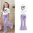 thumbnail image 1 of Two Piece Set for Girls Short Sleeve Heart T-Shirt Top and Flared Pants Set Girls Spring Outfits Cute Outfit 8-9 Years, 1 of 5