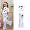 thumbnail image 1 of Two Piece Set for Girls Short Sleeve Heart T-Shirt Top and Flared Pants Set Summer Outfits 9-10 Years Girl Clothes, 1 of 5