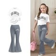 thumbnail image 1 of Two Piece Set for Girls Short Sleeve Letter Print T-Shirt Top and Flared Pants Set Spring Clothes Outfits for Girls 12-13 Years, 1 of 5