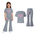 thumbnail image 1 of Two Piece Set for Girls Short Sleeve Letter Print T-Shirt Top and Flared Pants Sets Girls Spring Outfits Clothing for Girls 7-8 Years, 1 of 3