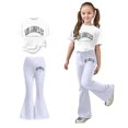 thumbnail image 1 of Two Piece Set for Girls Short Sleeve Letter Print T-Shirt Top and Flared Pants Sets Spring Clothes Girls Outfit 12-13 Years, 1 of 5