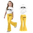 thumbnail image 1 of Two Piece Set for Girls Short Sleeve Letter Print T-Shirt Top and Flared Pants Sets Spring Clothes Girls Outfits Size 8-9 Years, 1 of 5