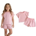 thumbnail image 1 of Two Piece Set for Girls Short Sleeve Striped T Shirt Top and Shorts Sets Girls Summer Clothes 8-9 Years Girls Outfits, 1 of 4