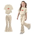 thumbnail image 1 of Two Piece Set for Girls Short Sleeve T-Shirt Top and Flared Pants Sets Girls Summer Clothes Girls Outfit 8-9 Years, 1 of 6