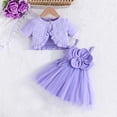 thumbnail image 1 of Two Piece Set for Girls with Hollow Short Sleeved Jacket and Floral Mesh Skirt, 1 of 8